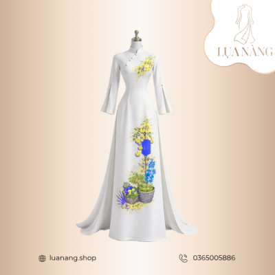 ÁO DÀI THÊU HỌA TIẾT - ADTHT - 004 - LỤA NÀNG