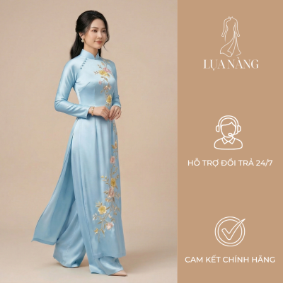 áo dài hoạ tiết thêu hoa mai