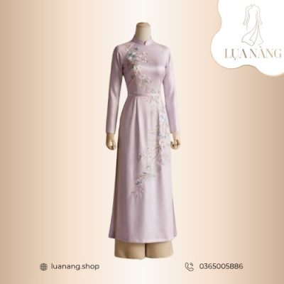 áo dài lụa thêu hoa hiện đại lụa nàng