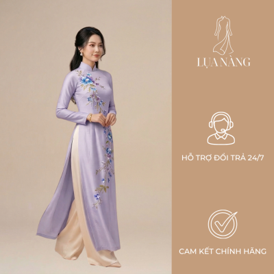 áo dài lụa thêu hoa tinh tế lụa nàng