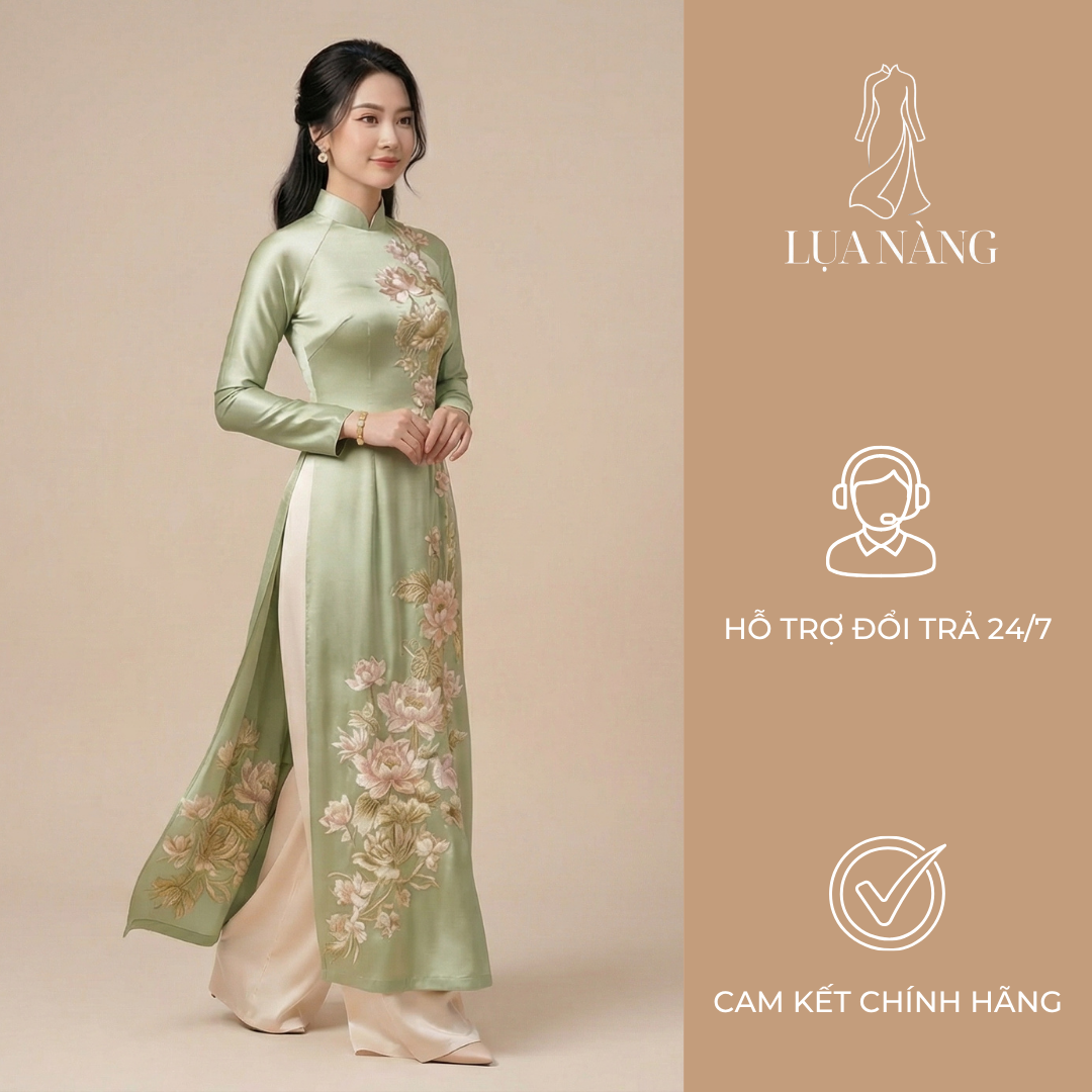 ao-dai-lua-theu-hoa-truyen-thong-mau-xanh-la-mau-mac